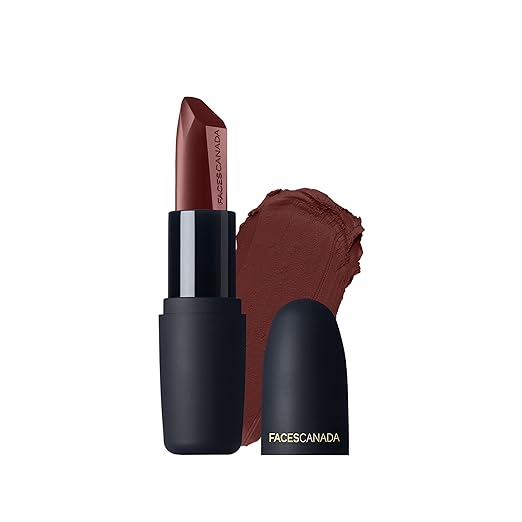 FACES CANADA Weightless Matte Lipstick - Bean Berry 21 (Wine), 4.5g | Highly Pigmented Lip Color | Smooth One Stroke Glide | Moisturizes & Hydrates Lips | Vitamin E, Jojoba & Almond Oil Enriched