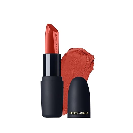 FACES CANADA Weightless Matte Lipstick - Chilli Pepper 11 (Red), 4.5g | Highly Pigmented Lip Color | Smooth One Stroke Glide | Moisturizes & Hydrates Lips | Vitamin E, Jojoba & Almond Oil Enriched