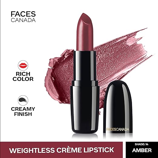 FACES CANADA Weightless Creme Finish Lipstick - Love Nude (Nude), 4g | Creamy Finish | Smooth Texture | Long Lasting Rich Color | Hydrated Lips | Vitamin E, Jojoba Oil, Shea Butter, Almond Oil