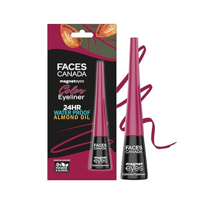 FACESCANADA Magneteyes Color Eyeliner - Powerful Brown, 4 ml | Glossy Finish | 24HR Long-lasting | Waterproof | Smudgeproof | Precise Application | Intense Color Payoff | Almond Extract & Vitamin E