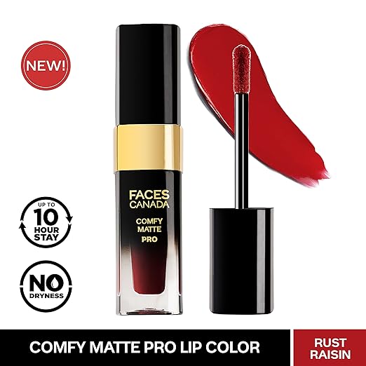 FACES CANADA Comfy Matte Pro Liquid Lipstick - Revival Maroon 14, 5.5 ml | 10HR Longstay | Intense Color | Macadamia Oil & Olive Butter Infused | Lightweight Super Smooth | No Dryness | No Alcohol