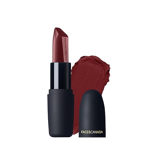 FACESCANADA Weightless Matte Lipstick - Flamboyant Plum 12 (Maroon) 4.5g | Highly Pigmented Lip Color | Smooth One Stroke Glide | Moisturizes & Hydrates Lips | Vitamin E, Jojoba & Almond Oil Enriched