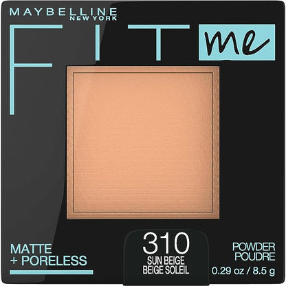 Maybelline New York Powder Foundation, Pressed Powder Compact, Mattifies Skin, Incl. Mirror and Applicator, Fit Me, 222 True Beige, 8.5g