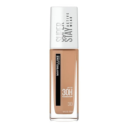 Maybelline New York Super Stay Full Coverage Active Wear Liquid Foundation, Matte Finish with 30 HR Wear, Transfer Proof, 128, Warm Nude, 30ml