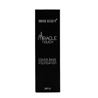 Swiss Beauty Miracle Touch Liquid Foundation, Face MakeUp, White Ivory, 40ml