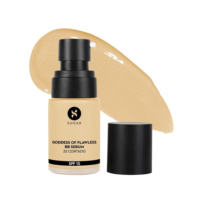 SUGAR Cosmetics Goddess Of Flawless BB Serum | Matte Finish| SPF15 & Enriched with Hyaluronic acid & Vitamin E - 10 Latte (Light, Warm Undertone)