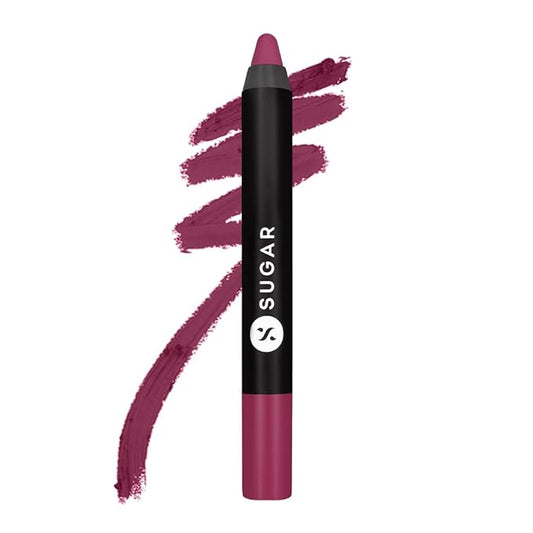 SUGAR Matte as Hell Crayon Lipsticks for Women | Lasts Upto 12hrs | Mini Lip Crayon with Sharpener | 2.8gm - 32 Miss Rosa (Dusky Rose)