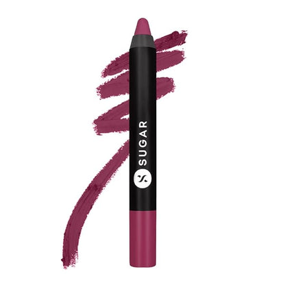 SUGAR Matte as Hell Crayon Lipsticks for Women | Lasts Upto 12hrs | Lip Crayon with Sharpener | 2.8gm - 13 Murphy Brown (Chocolate Burgundy)