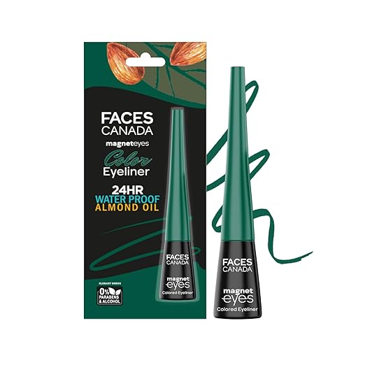 FACESCANADA Magneteyes Color Eyeliner - Elegant Green, 4 ml | Glossy Finish | 24HR Long-lasting | Waterproof | Smudgeproof | Precise Application | Intense Color Payoff | Almond Extract & Vitamin E