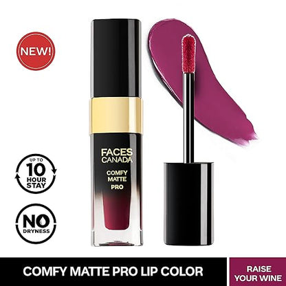 FACESCANADA Comfy Matte Pro Liquid Lipstick - Fuchsia Please 06, 5.5 ml | 10HR Longstay | Intense Color | Macadamia Oil & Olive Butter Infused | Lightweight Super Smooth | No Dryness | No Alcohol