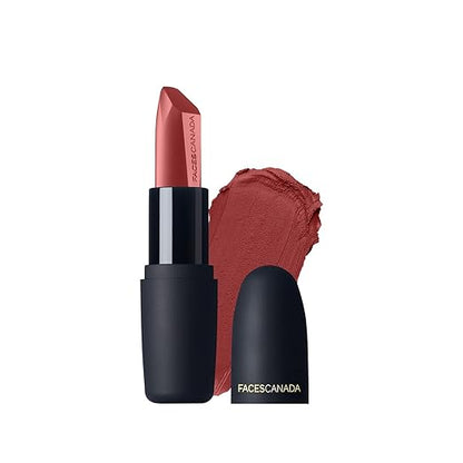 FACESCANADA Weightless Matte Lipstick - Flamboyant Plum 12 (Maroon) 4.5g | Highly Pigmented Lip Color | Smooth One Stroke Glide | Moisturizes & Hydrates Lips | Vitamin E, Jojoba & Almond Oil Enriched