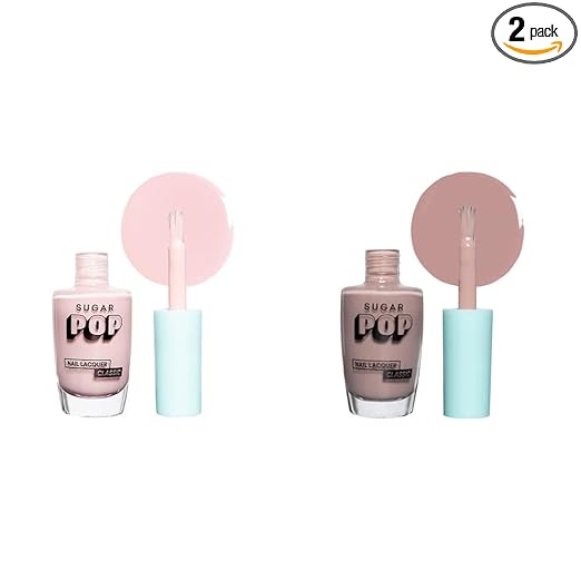 SUGAR POP Nail Lacquer Combo 2 in 1 Nail Kit - 01 Spring Bloom & 08 Silk Stockings - 10ml x 2 units - Chip-resistant, Long-lasting. Glossy high shine Nail Enamel