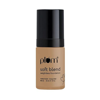 Plum Soft Blend Weightless Foundation | With Hyaluronic Acid | Matte Finish | Super Hydrating | 100% Vegan & Cruelty-Free | Bloom Beige - 117P