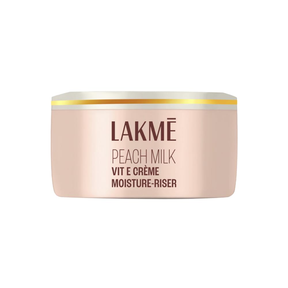 LAKMÉ Peach Milk Soft Crème Moisturizer for Face 100 g, Daily Lightweight Whipped Cream with Vitamin E for Soft, Glowing Skin - Non Oily 24h Moisture