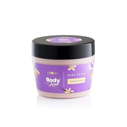 Plum BodyLovin' Vanilla Vibes Body Butter | Intense Moisture | Non-Greasy | Quick Absorbing | Rich Shea Butter Formula | For Dry To Very Dry Skin | Warm Vanilla Fragrance Body Cream (200 g)