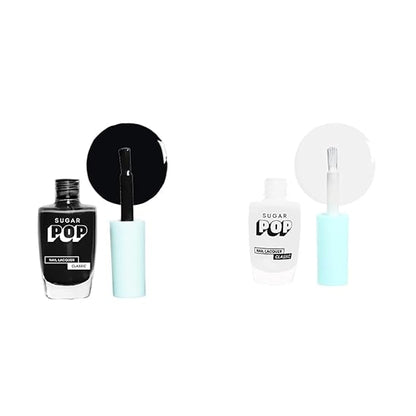 SUGAR POP Nail Lacquer - 21 Black Berry & 31 Ivory Supreme – 10 ml - Dries in 45 seconds - Quick-drying, Chip-resistant, Long-lasting. Glossy high shine Nail Enamel/Polish for women.