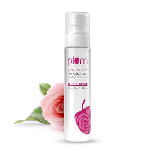 Plum Bulgarian Valley Rose Water Toner (For Daily Use)|With Hyaluronic Acid & Rose Extracts|100% Natural Rose Fragrance|Soothing And Pore Tightening|Balances Ph Levels | For All Skin Types | 100Ml