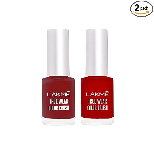 Lakme True Wear Color Crush Maroon 6ml + Lakme True Wear Color Crush Red 6ml | COMBO