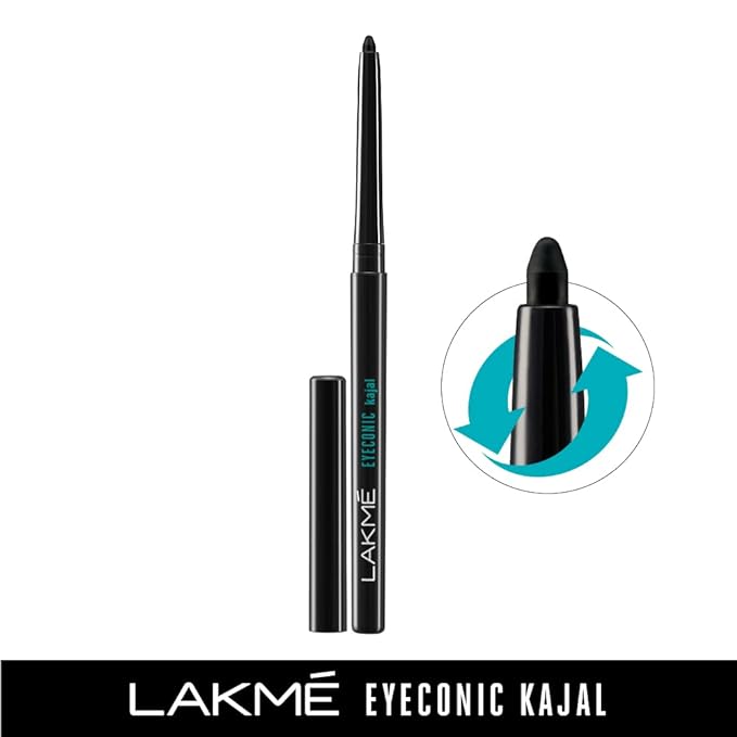 Lakme Eyeconic Kajal, Matte Kohl, Waterproof, Smudgeproof & Long Lasting Kajal Pencil , Deep Black, 0.35 g