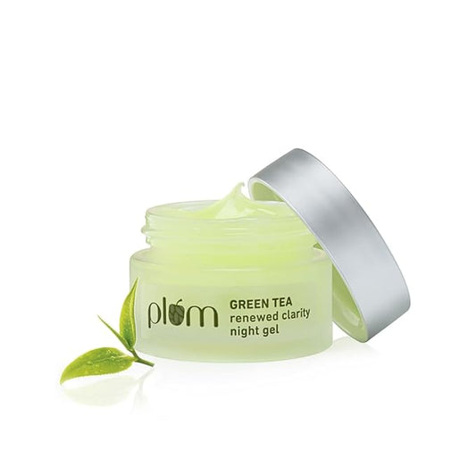 Plum Green Tea Renewed Clarity Night Gel Mini | Hydrates Skin & Fights Acne | Lightweight, Quick-Absorbing, Non-Sticky Gel Texture | With Willow Bark & Glycolic Acid | Oily, Acne-Prone Skin | 100% Vegan