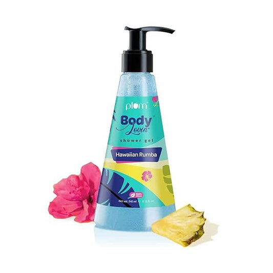 Plum BodyLovin' Hawaiian Rumba Shower Gel | SLS-Free Body Wash For Women & Men | Fresh Beachy Fragrance for Soft & Smooth Skin | Aloe-Infused Nourishing Body Cleanser For All Skin Types (240 ml)