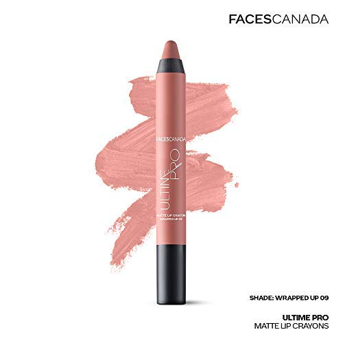 FACESCANADA Faces Magnet Eyes Kajal, 0.35G & Ultime Pro Matte Lip Crayon-Wrapped Up 2.8 G Combo, Multicolor