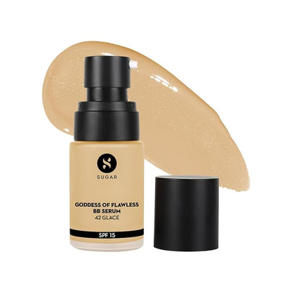 SUGAR Cosmetics Goddess Of Flawless BB Serum | Matte Finish| SPF15 & Enriched with Hyaluronic acid & Vitamin E - 42 Glace (Medium Beige, Golden Undertone)