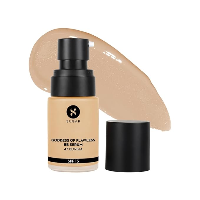 SUGAR Cosmetics Goddess Of Flawless BB Serum | Matte Finish| SPF15 & Enriched with Hyaluronic acid & Vitamin E - 32 Cortado (Medium, Golden Undertone)