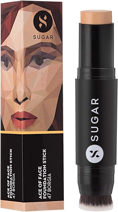 SUGAR Cosmetics Ace Of Face Foundation Stick with Inbuilt Brush - 15 Cappuccino (Light, Cool Undertone) Full Coverage Waterproof Matte Finish