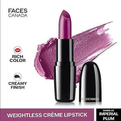 FACES CANADA Weightless Creme Finish Lipstick - Natural Brown (Brown), 4g | Creamy Finish | Smooth Texture | Long Lasting Rich Color | Hydrated Lips | Vitamin E, Jojoba Oil, Shea Butter, Almond Oil