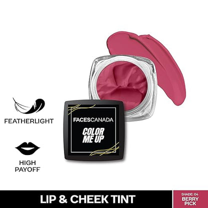 FACESCANADA Color Me Up Lip & Cheek Tint - Red Flush 02, 3g | Feather-Light Creamy Texture | High Payoff | Smooth Natural Finish | Buildable Coverage & Color | Blends Easily | With Pomegranate Seed Oil