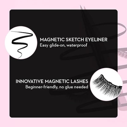 SUGAR Cosmetics Maximeyes Drama Magnetic Eyelashes & Eyeliner, Matte Finish - 02 Exceptional - Chic & Classy (Lengthening) - 3 ml