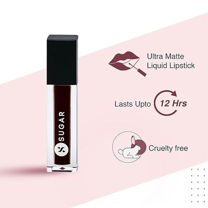 SUGAR Cosmetics Smudge Me Not Mini Liquid Lipsticks for Women | Transferproof & Waterproof | Lasts Upto 12hrs | Matte Lipstick | 1.1ml - 21 Aubergine Queen