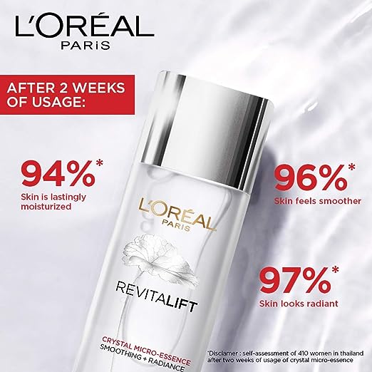 Pack of 2 L'Oreal Paris Revitalift Crystal Micro-Essence, Ultra-lightweight facial essence, With Salicylic Acid, For Clear Skin, 22ml+22ml