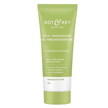 Dot & Key CICA + Niacinamide Spot Reduction Moisturizer for Acne Prone Skin | Oil Free & Lightweight | Fades Dark Spots & Blemishes, Soothes Redness | Acne Cream | For Oily Acne Prone & Sensitive Skin | 50gm