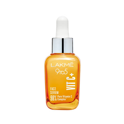 LAKMÉ 9 To 5 Vitamin C+ Face Serum For Glowing Skin With 98% Pure Vitamin C Complex, 30ml Lightweight & Non Greasy Face Serum, Improves Skin Texture & Glow