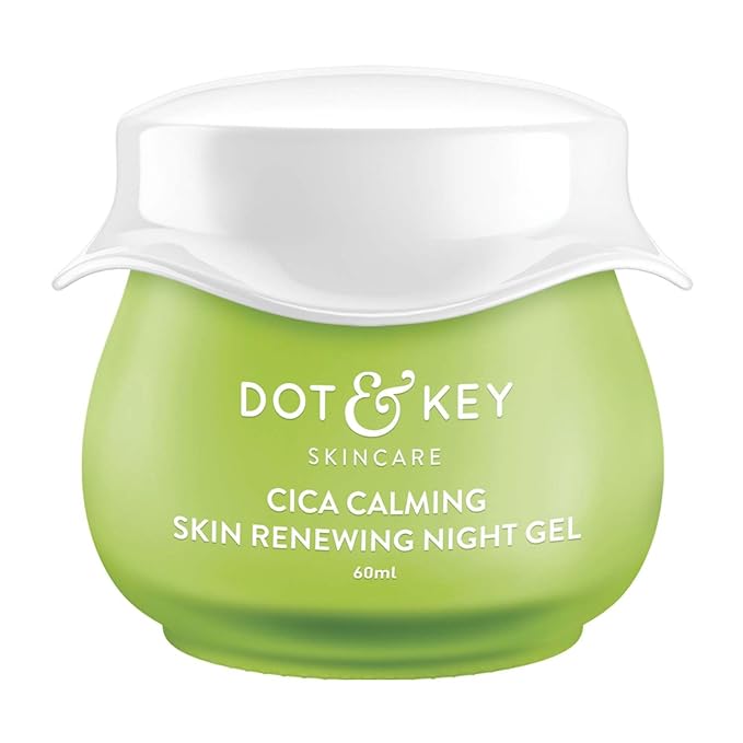 Dot & Key CICA Calming Skin Renewing Night Gel | Night Cream with Niacinamide, Green Tea & Hyaluronic | For Oily, Acne Prone And Sensitive Skin | Fades Pigmentation and Dark Spots | 60ml