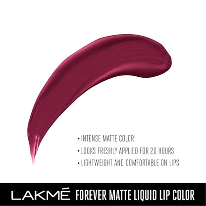 Lakme Forever Matte Liquid Lip Colour, Red Wine, 5.6 ml