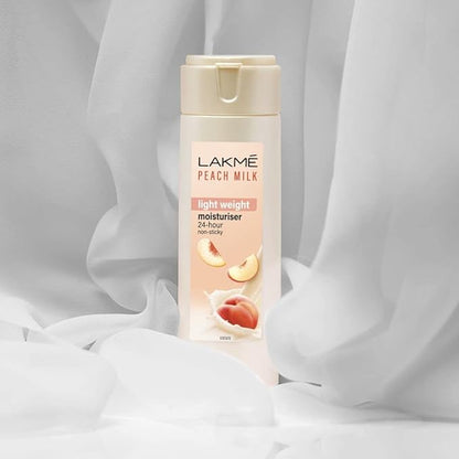 Lakme Peach Milk Face Moisturizer 200 ml, Daily Lightweight Lotion with Vitamin C & Vitamin E for Soft Glowing Skin - Non Oily 12h Moisture for Women