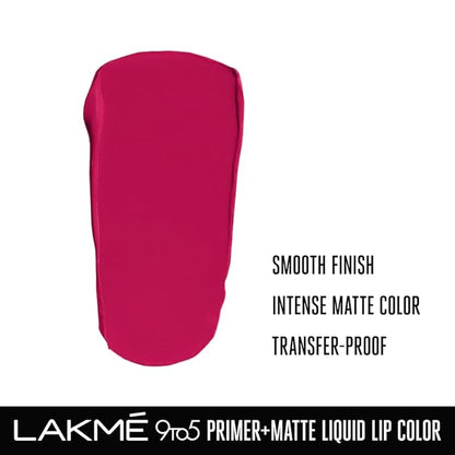 Lakmé 9to5 Primer + Matte Liquid Lip Color MP2 Power Pink