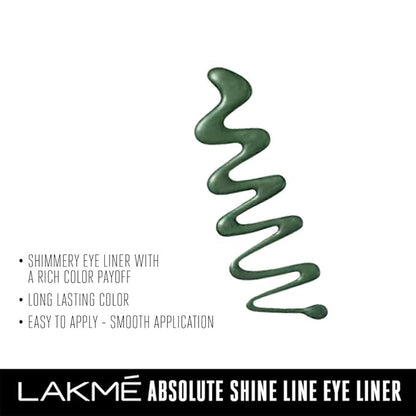 Lakme Absolute Shine Liquid Eyeliner, Sparkling Olive Green Eyeliner, 4.5ml, Smudge Proof and Glossy Finish Eyeliner, Shimmery Glitter Eyeliner