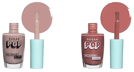 SUGAR POP Nail Lacquer - 08 Silk Stockings & 11 Chocolate Treat – 10 ml - Dries in 45 seconds - Quick-drying, Chip-resistant, Long-lasting. Glossy high shine Nail Enamel/Polish for women.