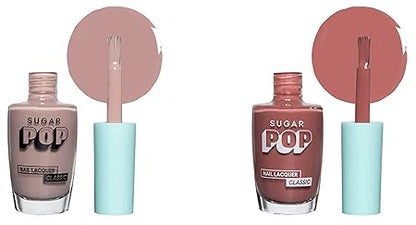 SUGAR POP Nail Lacquer - 08 Silk Stockings & 11 Chocolate Treat – 10 ml - Dries in 45 seconds - Quick-drying, Chip-resistant, Long-lasting. Glossy high shine Nail Enamel/Polish for women.