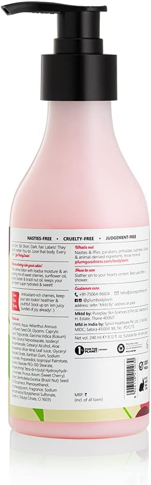 Plum BodyLovin’ Drivin’ Me Cherry Smoothie (Crème Body Lotion) | Deep Moisturization for Winters | Normal to Dry Skin | Fruity | 100% Vegan