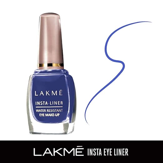 Lakme Insta Liquid Eye Liner, Blue, Long Lasting Waterproof Liner with Brush for Even Strokes - Smudge Proof Eye Makeup, Does Not Fade, 9 ml (Pack of 2)