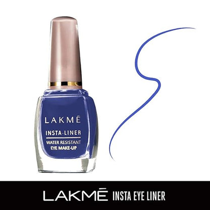 Lakme Insta Liquid Eye Liner, Blue, Long Lasting Waterproof Liner with Brush for Even Strokes - Smudge Proof Eye Makeup, Does Not Fade, 9 ml (Pack of 2)