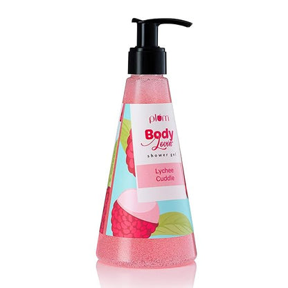 Plum Shower Gel, BodyLovin' Lychee Cuddle Shower Gel (Body Wash) | Super-Moisturising | Fruity | Olive-Oil Infused | 100% Vegan | Suitable for Winters