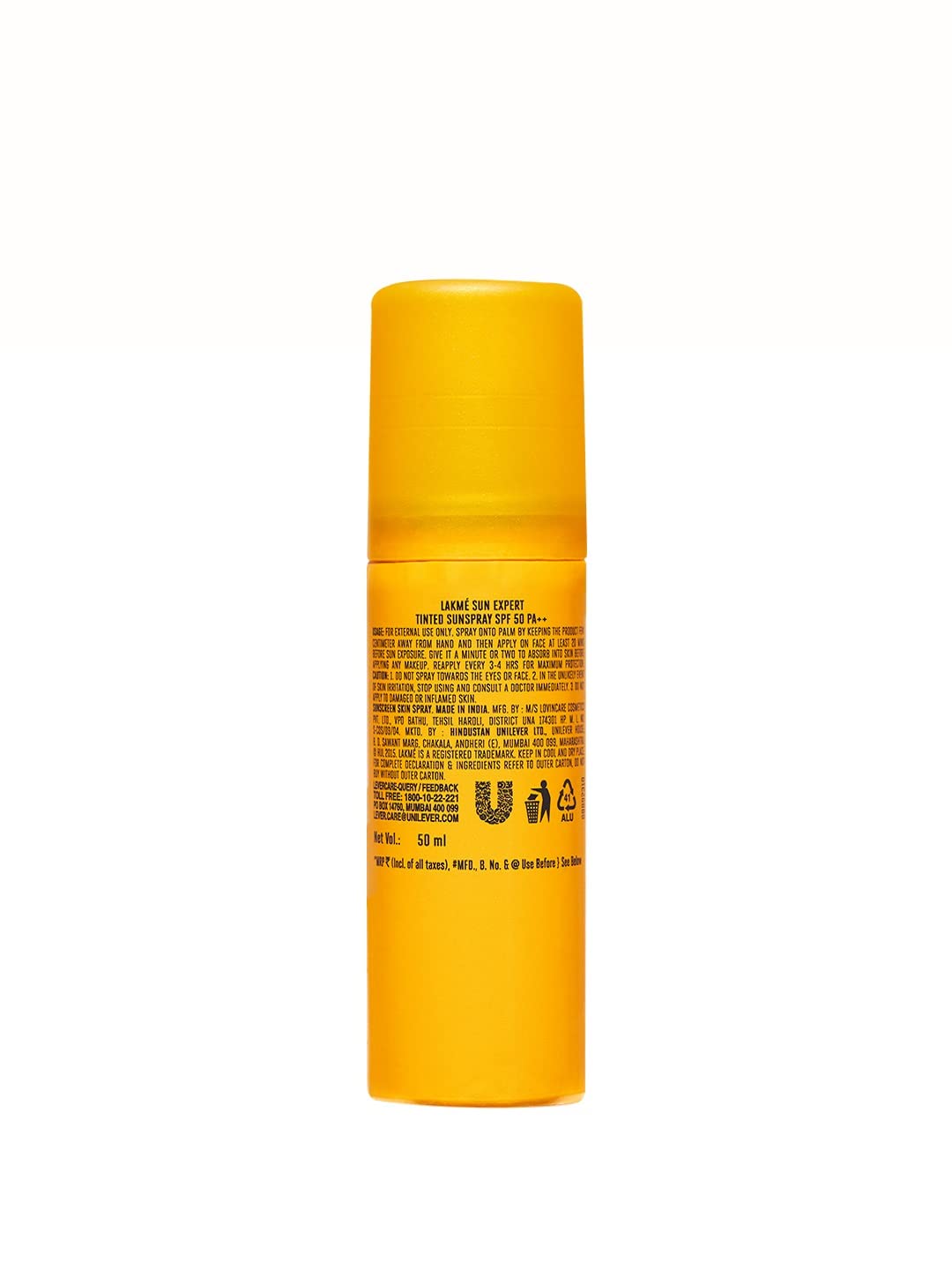 Lakme Sun Expert Tinted PA SPF50++ Spray, Ultra Light, for Oily and Dry Skin, 50ml