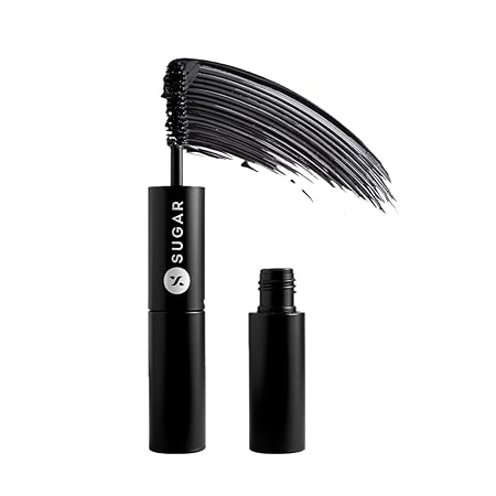 SUGAR Cosmetics - Double Date - Extreme Volume Mascara - 01 Blackjack (Black Mascara)- Ultra-Thick Mascara for Dramatic Eyelashes, Transfer Proof, Lasts Up To 24 Hours