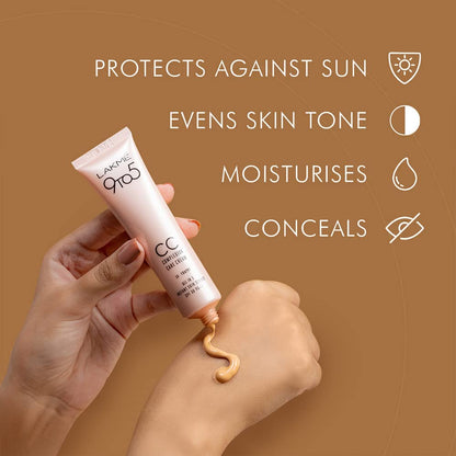 Lakme 9 to 5 CC Cream Honey ,Light Face Makeup with Natural Coverage, SPF 30 - Tinted Moisturizer to Brighten Skin, Conceal Dark Spots 30g